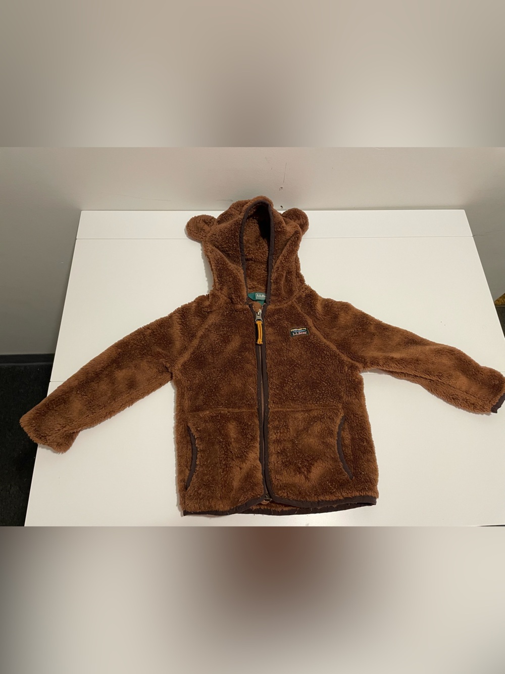 Eddie Bauer Brand Toddler size 3T Dark Brown Quest Fleece Plush Hooded Jacket
